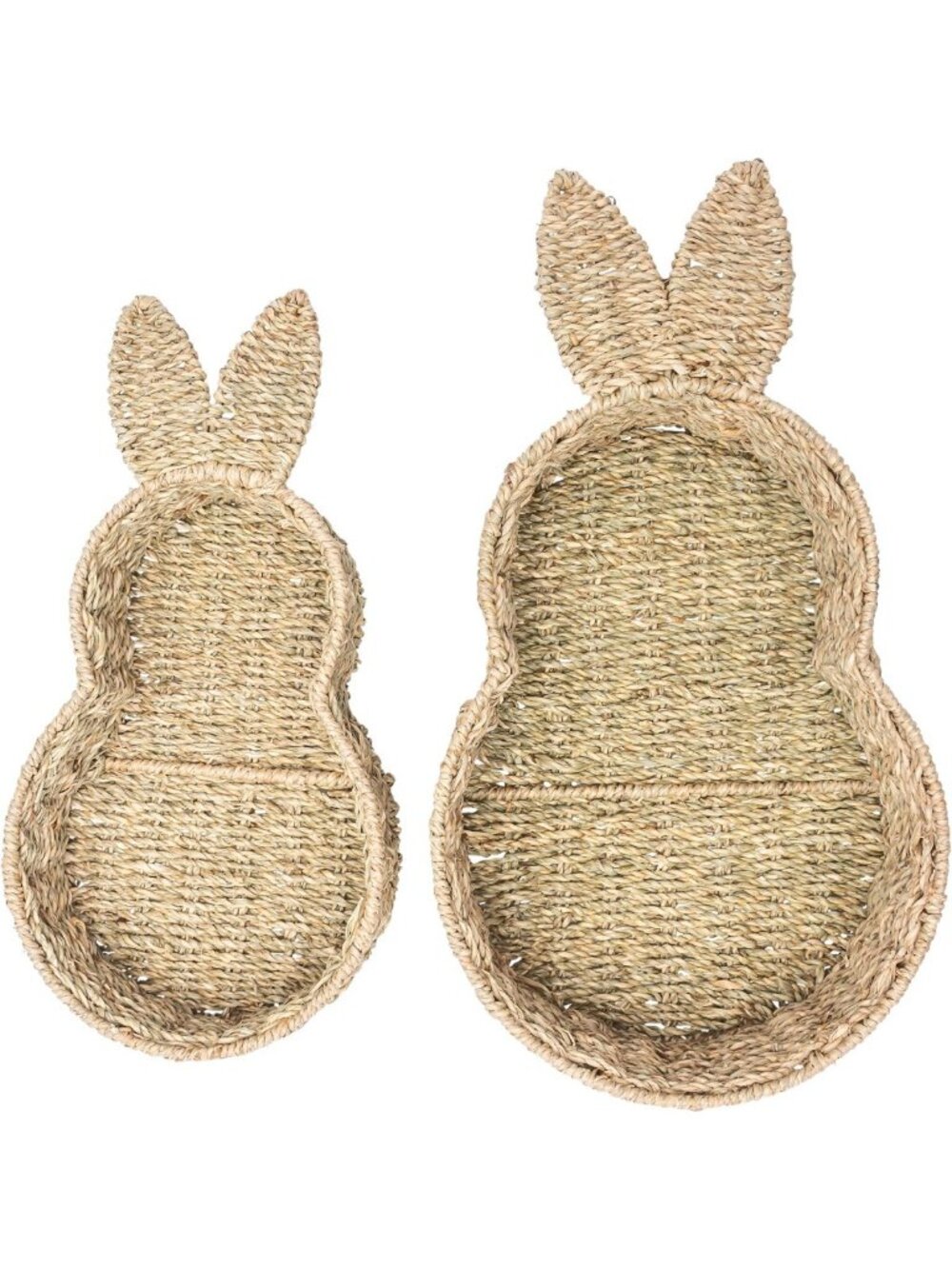 Bunny-Shaped Seagrass Baskets for Easter Decor - Decorative Storage Trays, 2